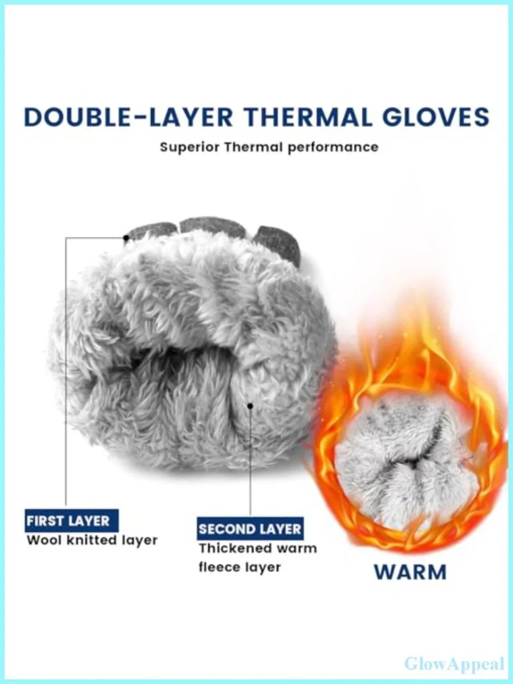 Winter Gloves for Men Women, Wool Fleece Lined Touchscreen Gloves